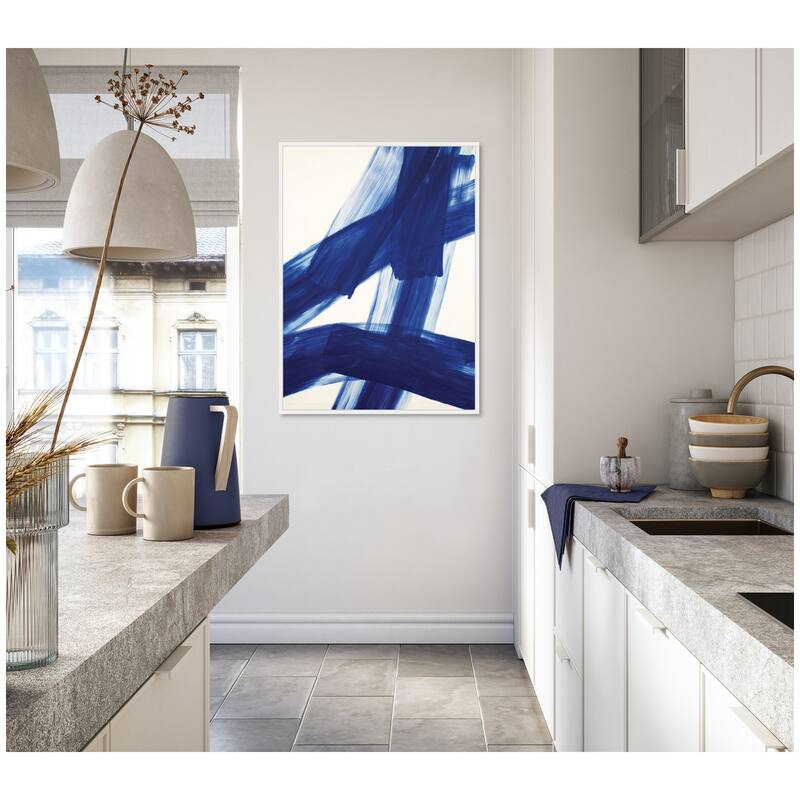 Kate and Laurel Cobalt Mark No. 3 by Amy Lighthall Framed Canvas Wall Art Print