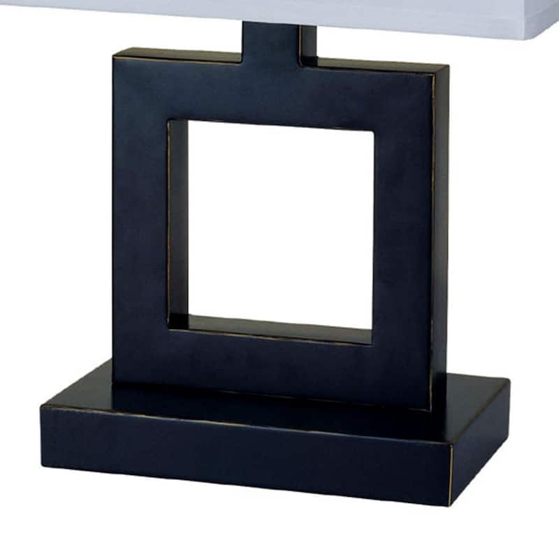 22" Tall Metal Table Lamp w/ Dark Bronze finish, Square design, White Shade