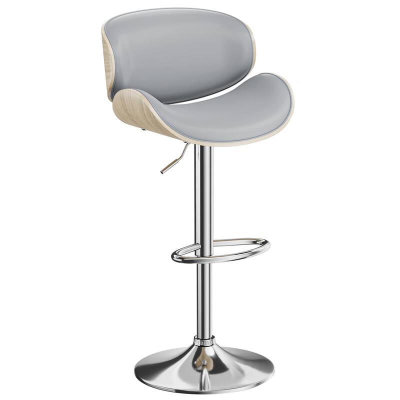 Bar Stools Adjustable Height Swivel Faux Leather Armless Barstools