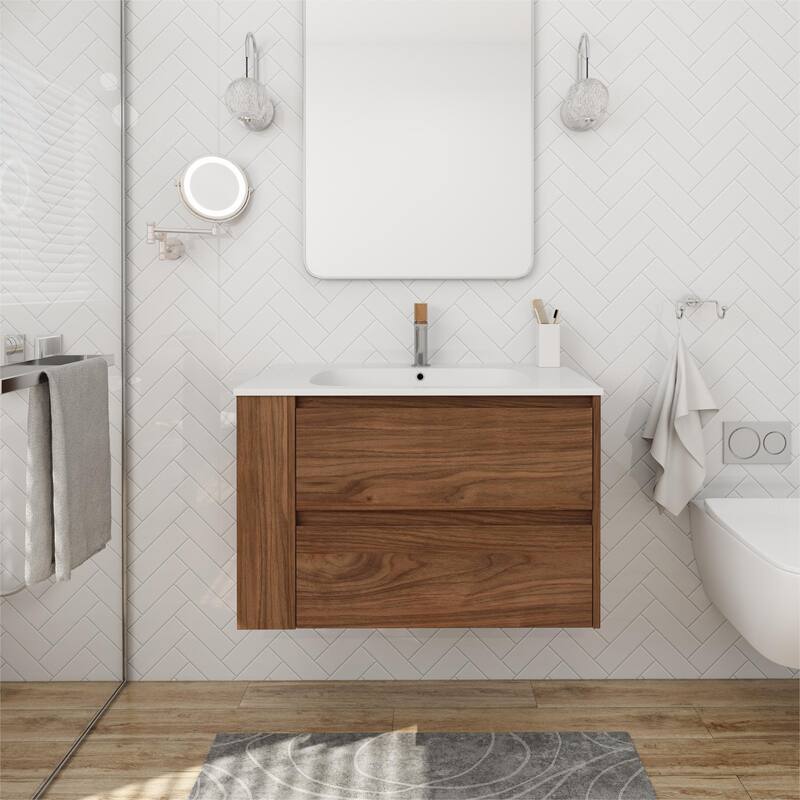 Bathroom Vanity With Sink In 30/36 Inch, Floating Bathroom Vanity With Soft Close Drawers and adjustable shelves