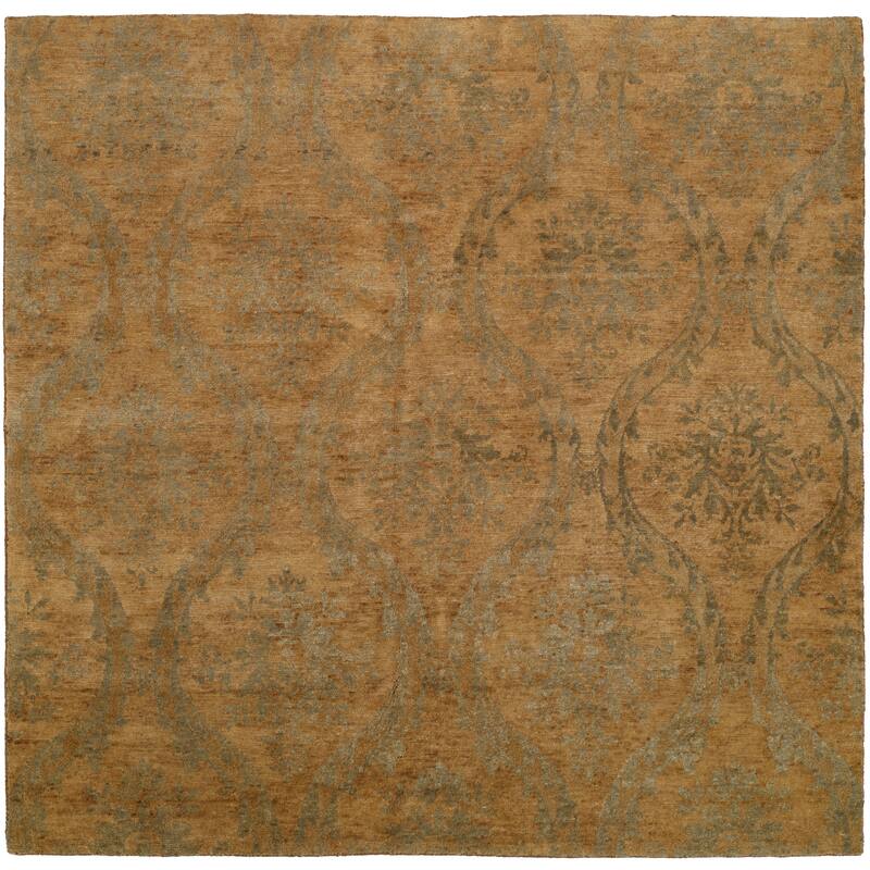 Transitional Blue Hand-Knotted Wool Area Rug - 12' x 15' - Blue