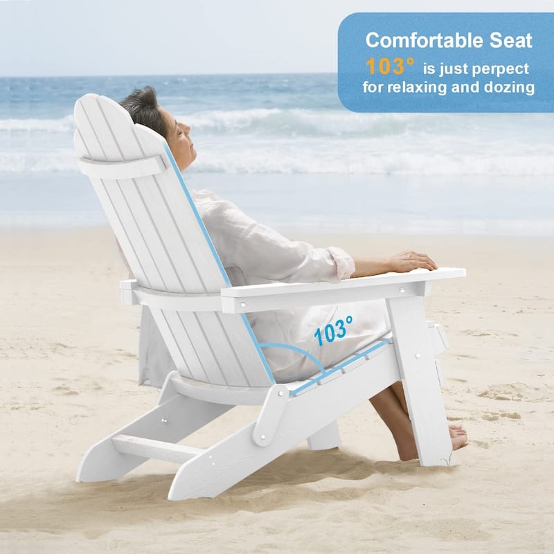 WINSOON 3-Piece All Weather HIPS Outdoor Folding Adirondack Chairs and Table Set