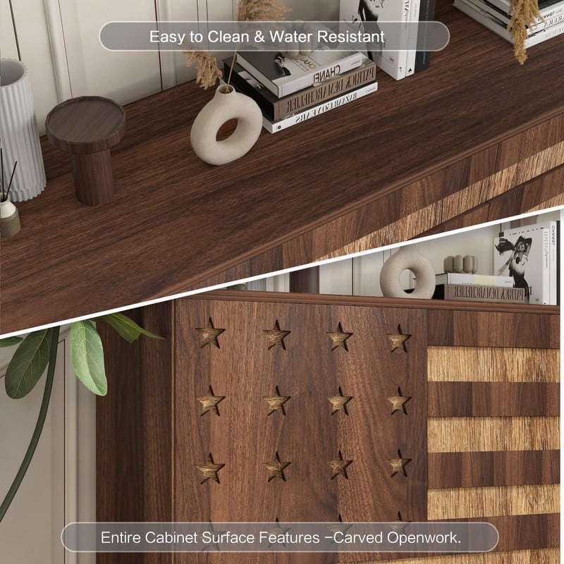 Modern 55" Buffet Sideboard Cabinet Storage with Hand Carved Craftsmanship Featuring 2 Drawers and 3 Doors
