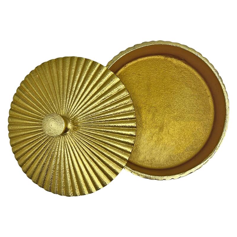 8 Inch Wide Decorative Handmade Aluminum Round Bowl with Cap - 8 x 8 x 3 in