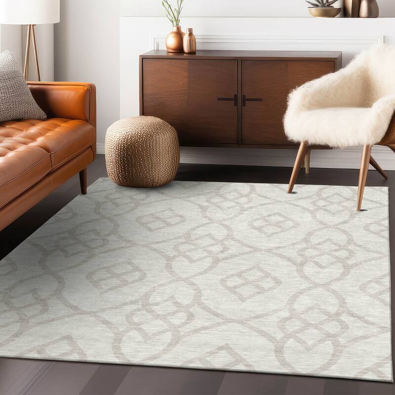 Machine Washable Indoor/ Outdoor Chantille Modern Trellis Rug