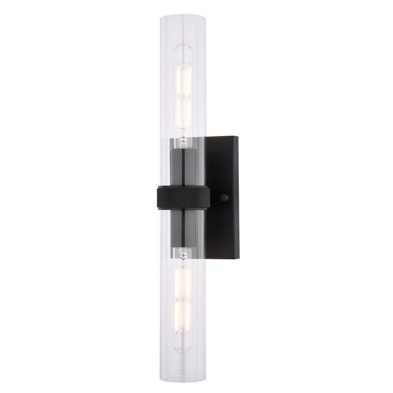 VAXCEL Bari Wall Sconce, Clear Glass Shade, Dimmable Bathroom Vanity Light Fixture, Vertical or Horizontal Mount
