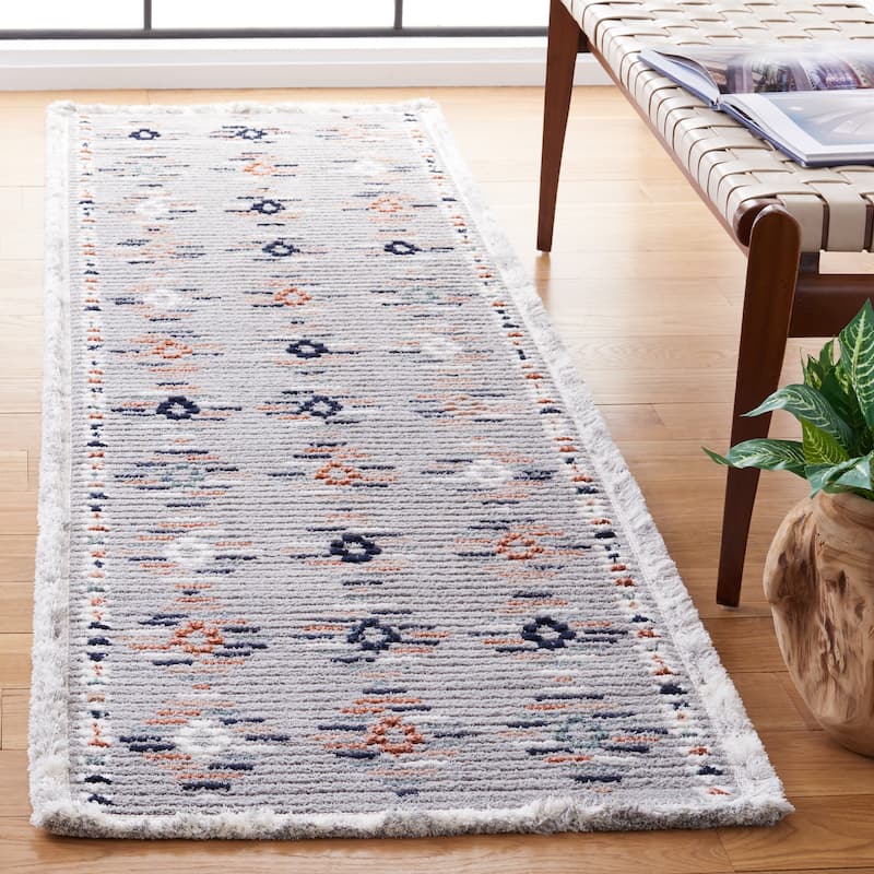 SAFAVIEH Handmade Marrakech Prudência Traditional Rug - 2'2" x 8' Runner - Grey/Blue Rust
