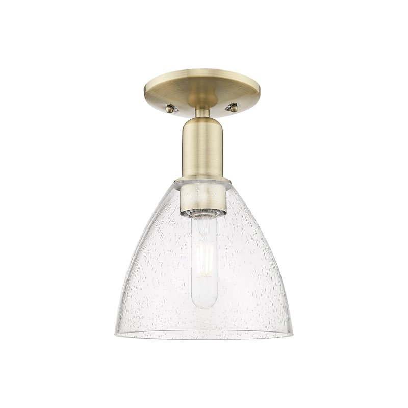 Innovations Lighting Endless Possibilities Arcadia - Bristol - 1 Light 8" Semi-Flush Mount - Antique Brass/Seedy