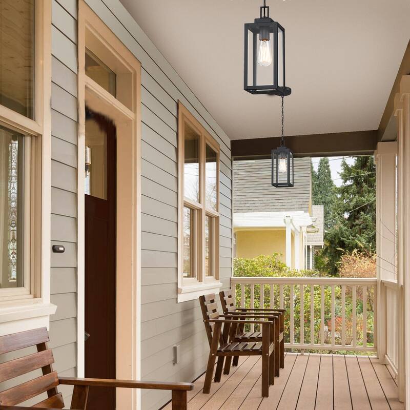 17" H 1-Light Outdoor Hanging Lantern Pendant Light-Dusk to Dawn could be chosen