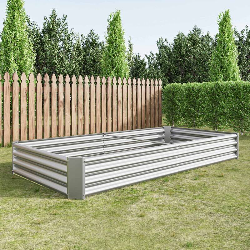 Large Galvanized Metal Raised Garden Bed Open Bottom Rust-Resistant