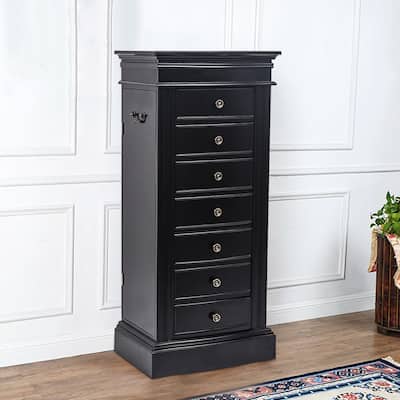 Jewelry Armoire with Mirror, 7 Drawers & 24 Necklace Hooks