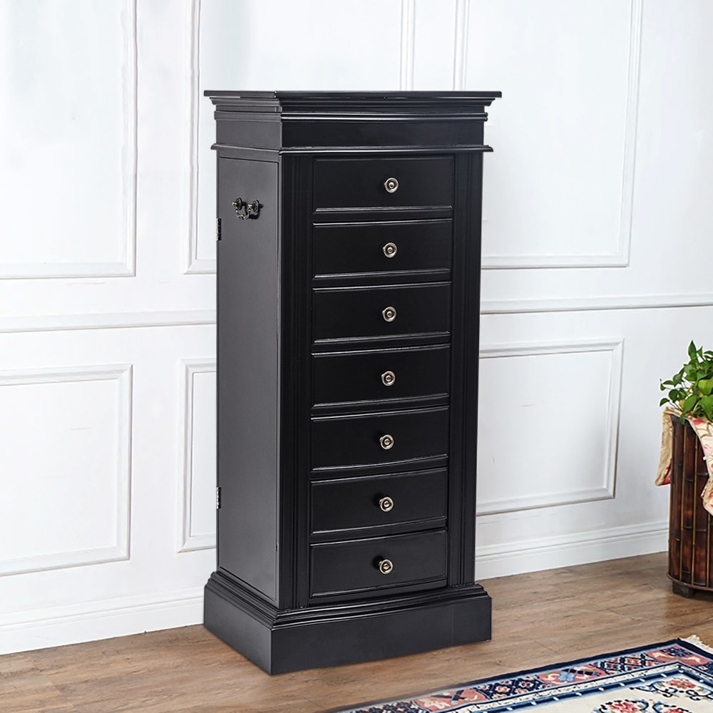 Jewelry Armoire with Mirror, 7 Drawers & 24 Necklace Hooks