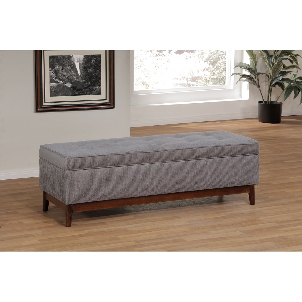 Brooke Transitional Wood Trim Tufted Storage Ottoman