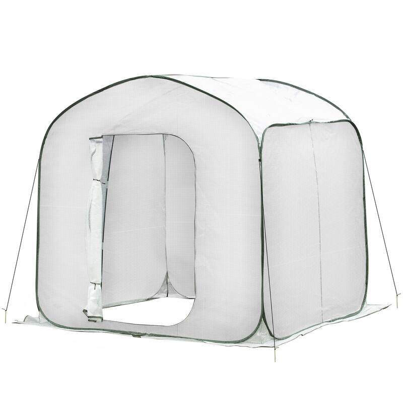Outsunny 7' x 7' x 6' Garden Portable Greenhouse for Outdoors with Side Door & Portable Zipper Bag, Pop Up Greenhouse Tent