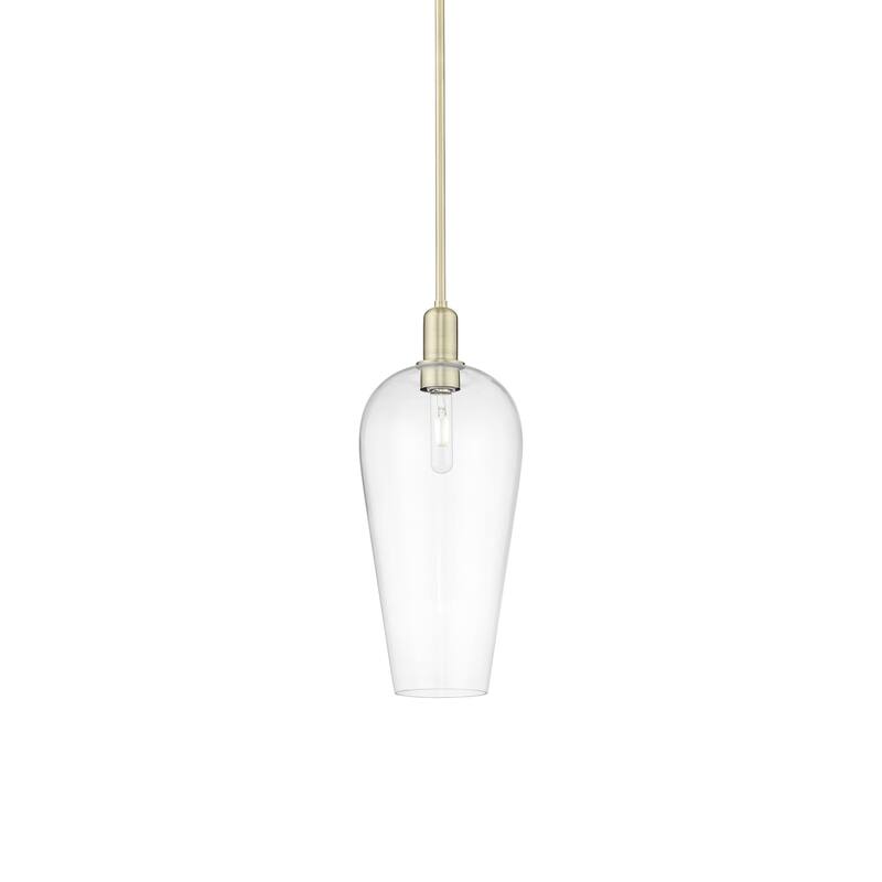Innovations Lighting 716-1S-20-8 Chelsea Pendant Chelsea 8" Wide Mini - Antique Brass / Clear Deco Swirl
