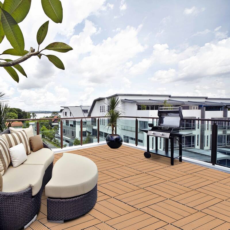 11.8" x 11.8" square wood-plastic composite deck tiles