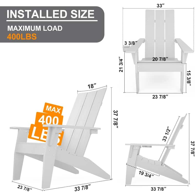Winsoon 5-Piece All Weather HIPS Outdoor Adirondack Chair Set with Cup Holder, 2 Ottomans and 1 Side Table