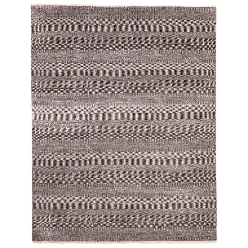 ECARPETGALLERY Hand-knotted Finest Silk Shadow Charcoal Silk, Wool Rug - 8'2 x 10'3