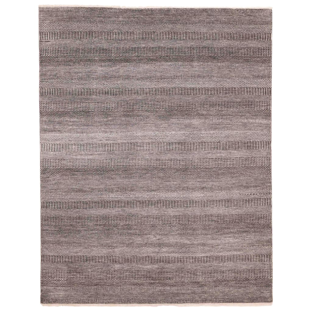 ECARPETGALLERY Hand-knotted Finest Silk Shadow Charcoal Silk, Wool Rug - 8'2 x 10'3