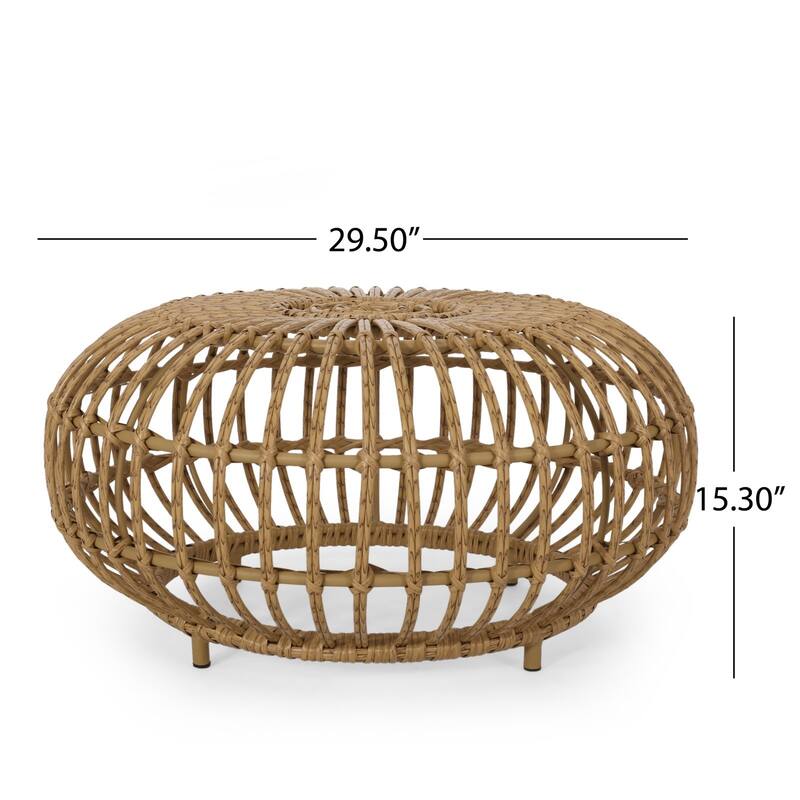 Bohemian Faux Rattan Round Coffee Table