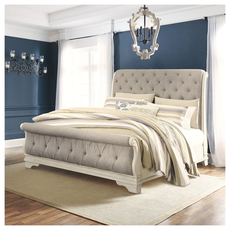Signature Design by Ashley Realyn White/Gray Sleigh Bed - Queen