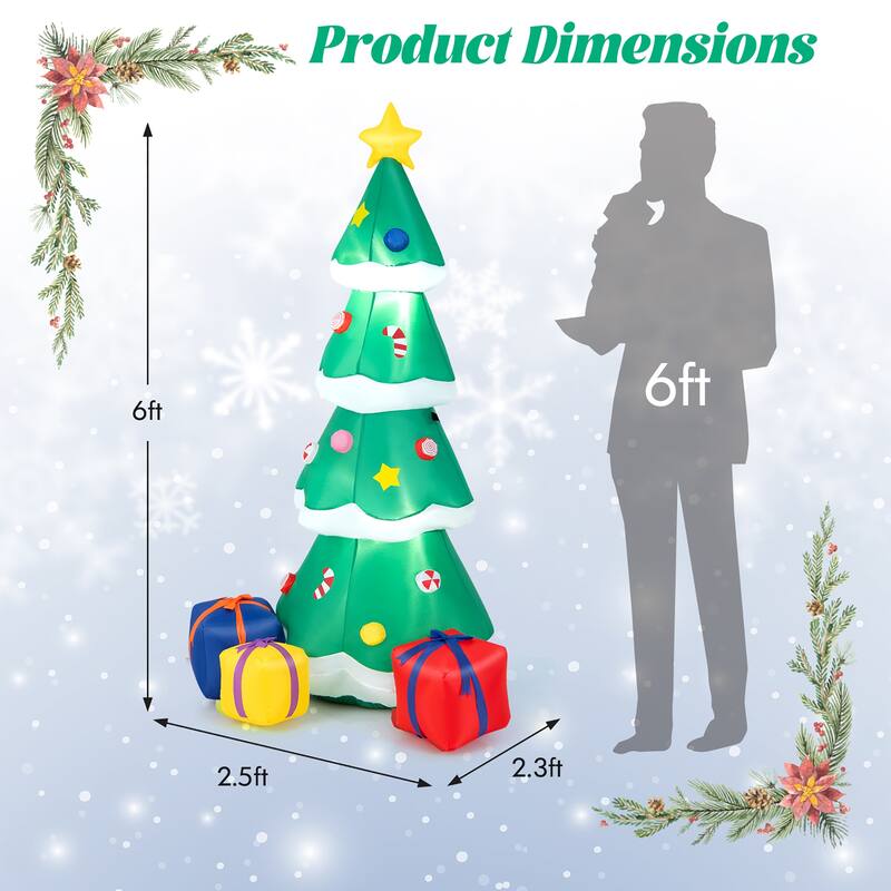 Gymax 6FT Tall Inflatable Blow up Christmas Tree Holiday Decor Tree w/ - See Details