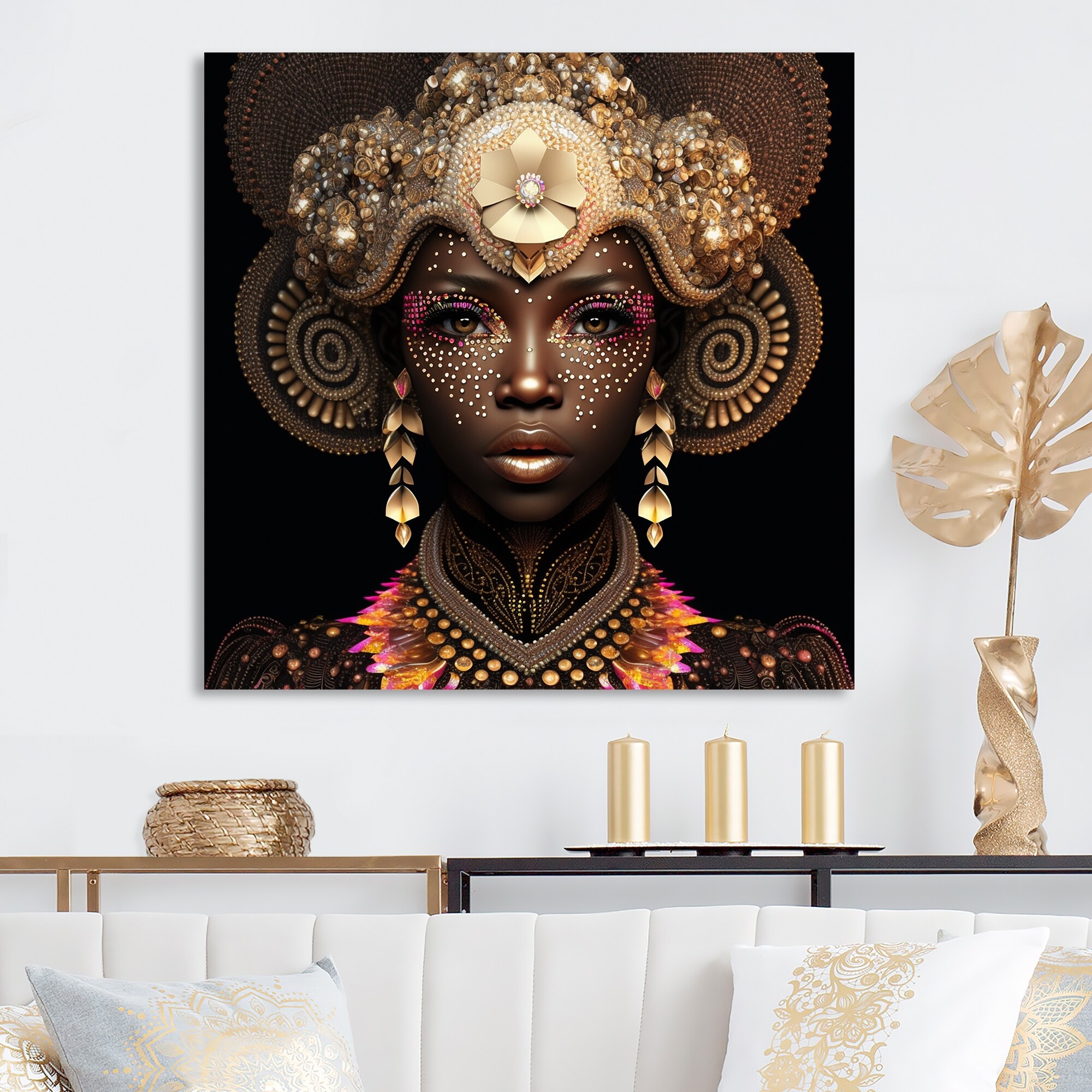Designart 'Queen African Woman Under Moon III' African American Woman