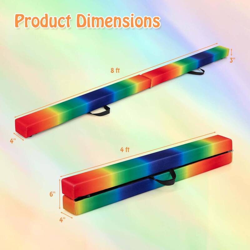 Costway 8 FT Folding Gymnastic Beam with Anti-slip Base Pine Wood - See Details