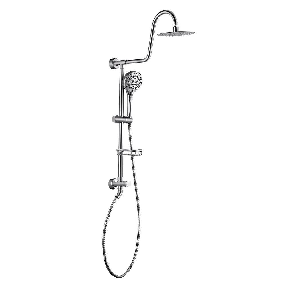 WOWOW Wall Bar Shower Kit 8 in. Rain Shower Head with Hand Shower