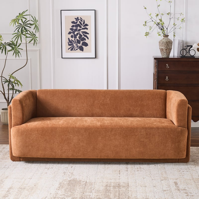 Christopher Knight Home - Modern Upholstered 77.56" 3-Seat Sofa with Geometric Block Arms