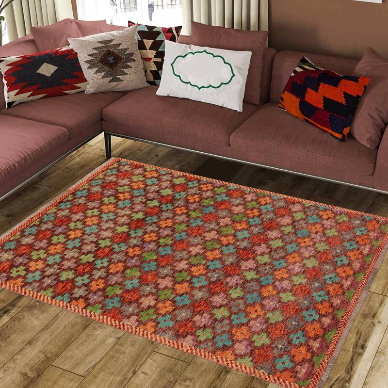 Contemporary Balochi Brown Brown/Rust Hand Knotted Wool Rug - 3'3'' x 4'11''