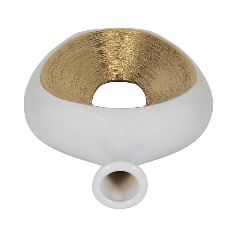 Modern Ceramic Textured Oval Cut-Out Vase - Home Decor - 13"