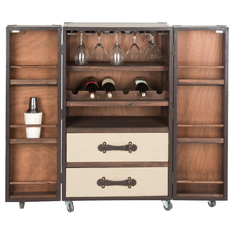 SAFAVIEH Grayson Storage Beige Bar Cabinet - 23.6" x 17.7" x 42.1"
