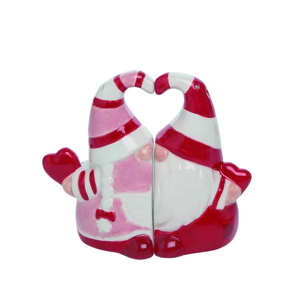 Transpac Dolomite 4.5 in. Multicolor Valentines Day Kissing Gnomes Salt and Pepper Shaker Set of 2