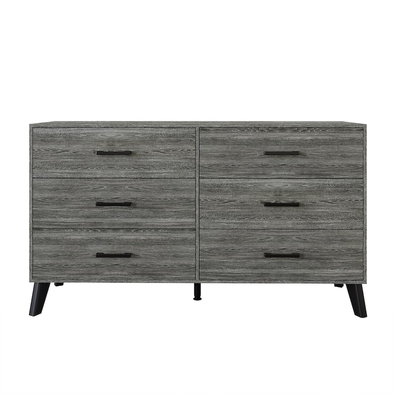 CraftPorch Classic Style 6-Drawers Wooden Dresser - Dark Grey