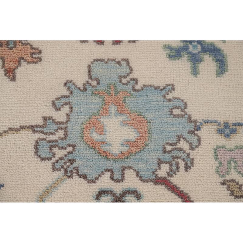 Floral Oushak Area Rug Hand-Knotted Wool Carpet - 8'0"x 9'8"