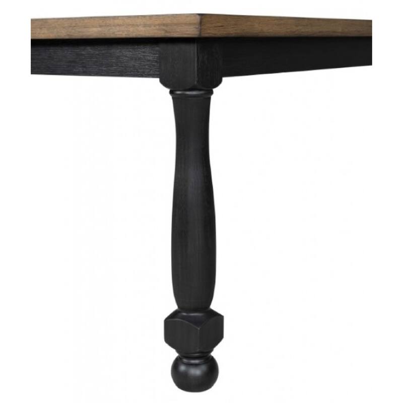 Ginie Dining Table, Farmhouse Legs, Rectangular Oak Black Wood 78 Inch
