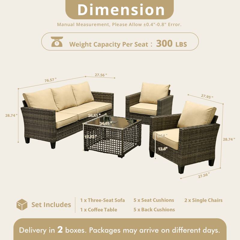 XIZZI Outdoor Wicker Patio Furniture Conversation Set