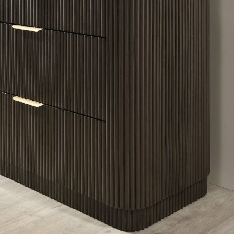 Furniture of America Alta Modern 2-Piece Dark Walnut 6-Drawer Dresser and Mirror Set with Artificial Marble Top