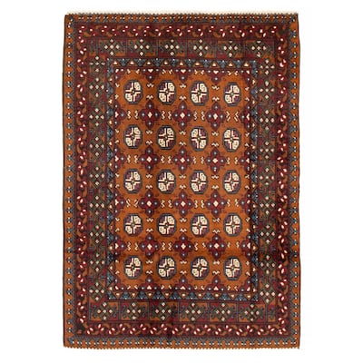 ECARPETGALLERY Hand-knotted Uzbek Kargahi Brown Wool Rug - 4'1 x 5'9
