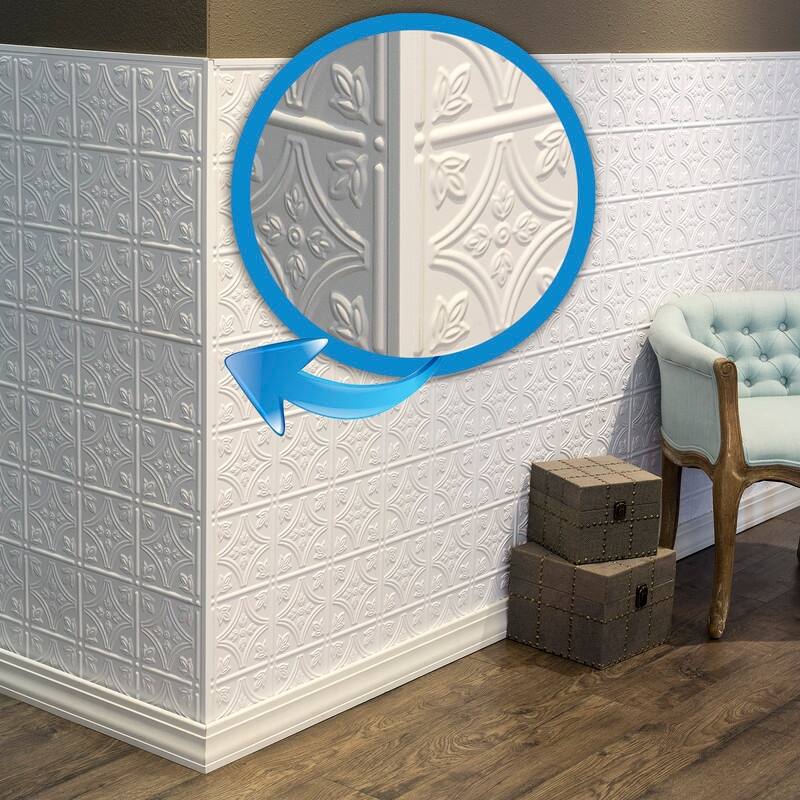 FASÄDE 47 in. Decorative Vinyl Outside Corner Trim Matte White (5 Pack) - 5 Pack