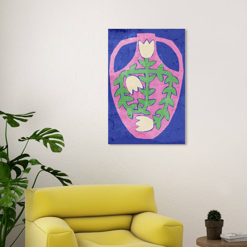 Wynwood Studio Canvas Floral and Botanical Floral Vase Blue Purple and Modern & Contemporary Wall Art Canvas Print - 30 x 20