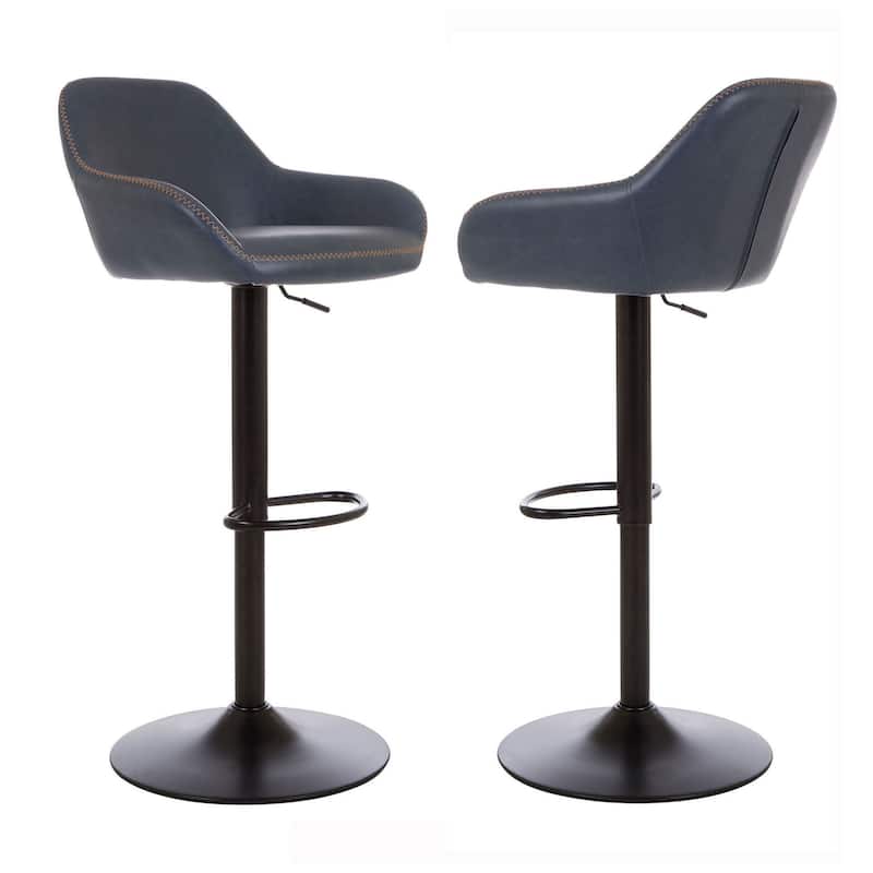 Glitzhome Mid-Century Height Adjustable Faux Leather Swivel Counter Bar Stools