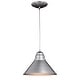 preview thumbnail 1 of 8, Outland 1 Light Pewter Farmhouse Outdoor Barn Dome Pendant - 10-in W x 7.5-in H x 10-in D Brushed Pewter - 10-in W x 7.5-in H x 10-in D