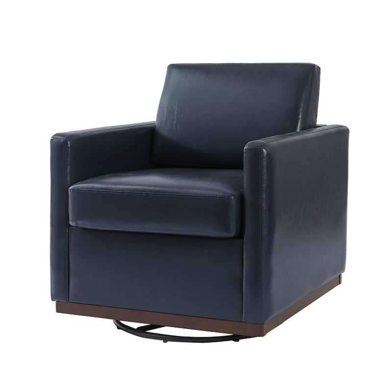 Chenille Leather Modern Swivel Accent Chair