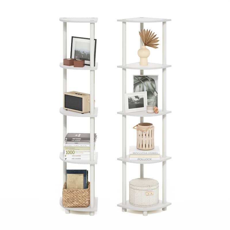 Furinno Turn-N-Tube 5 Tier Corner Display Rack Multipurpose Shelving Unit, Set of 2
