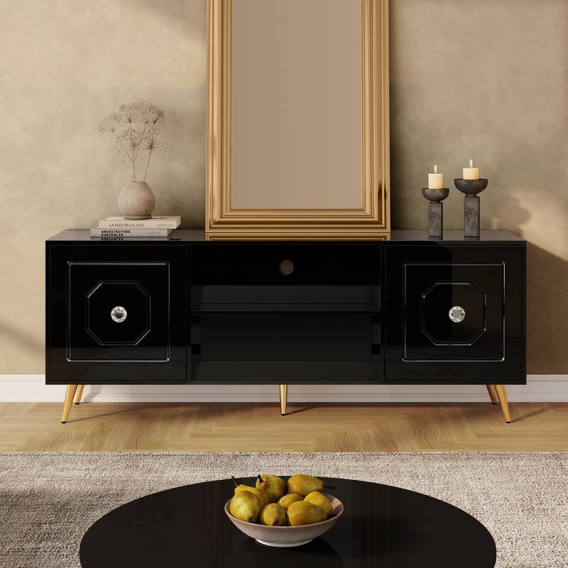 Modern Console TV Stand with Storage - 67"×25.6" - 67"×25.6" - Black