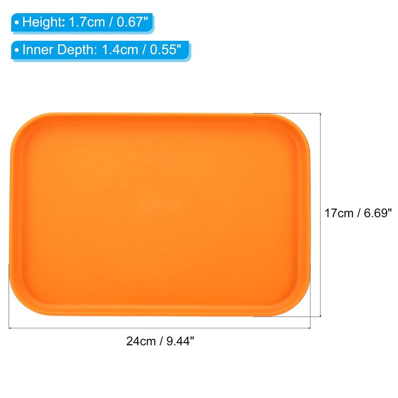 Fast Food Serving Tray, 12 Pack Bulk Plastic Reusable Kitchen Cafeteria Trays for Eating, Colorful - 9.4"x 6.9"