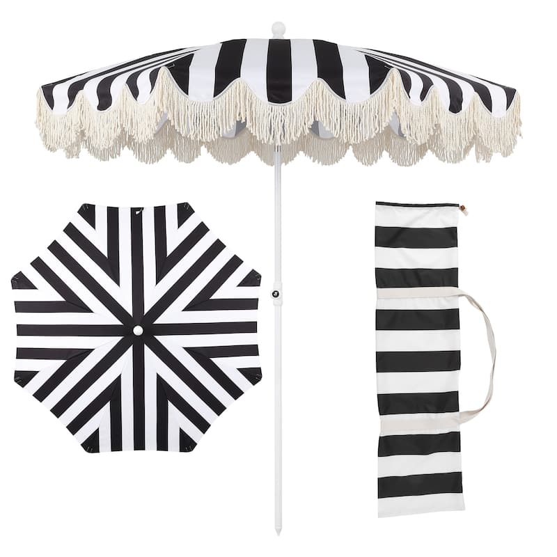 Mariner 6.5ft Classic Fringe Umbrella w/ Tilt & Bag