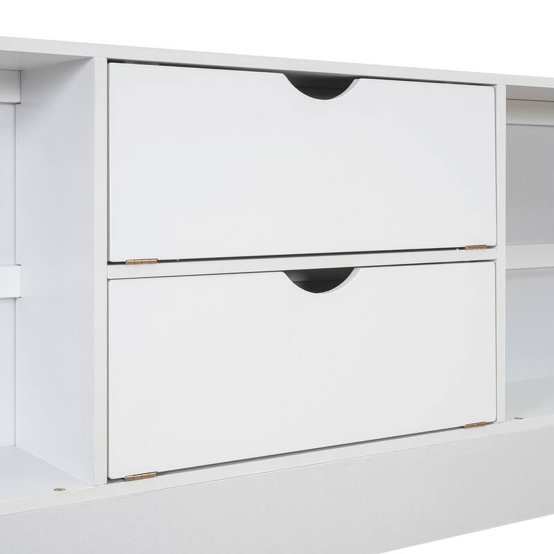 Platform Bed with Storage Headboard and 8 Drawers